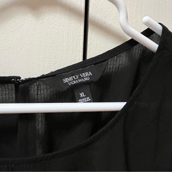 Black Simply Vera Wang Tank Top, Sheer Top Panel, Silky Material Feel, Size XL - Picture 9 of 12